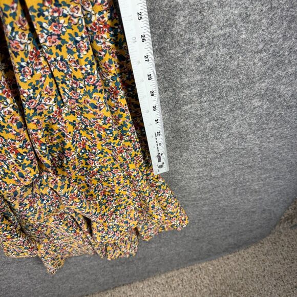 Max Studio Wrap Dress Women S Small Yellow Floral Midi Tasseled Belted V-Neck - Picture 6 of 7
